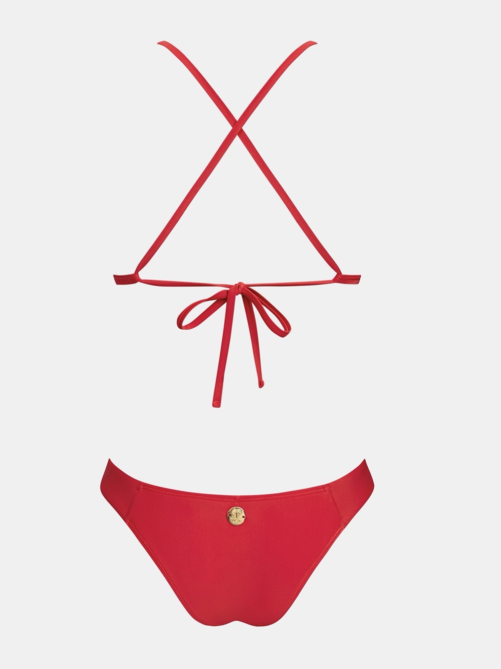 CUPSHE XX JJD | Red Ribbed Triangle Bikini Set - Picture 4 of 5